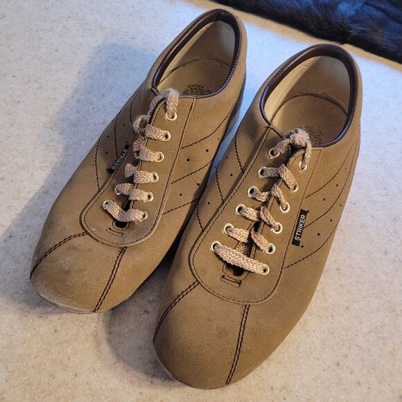 STRIKER Bowling Shoes Mens 10M Tan Leather Look Retro Alleycore Y2K Hipster - Picture 6 of 7